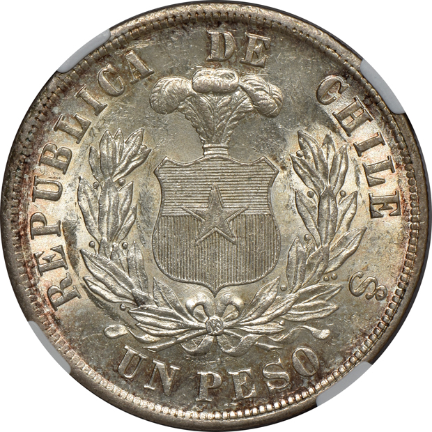 Chile - 1882-SO peso - NGC MS-64