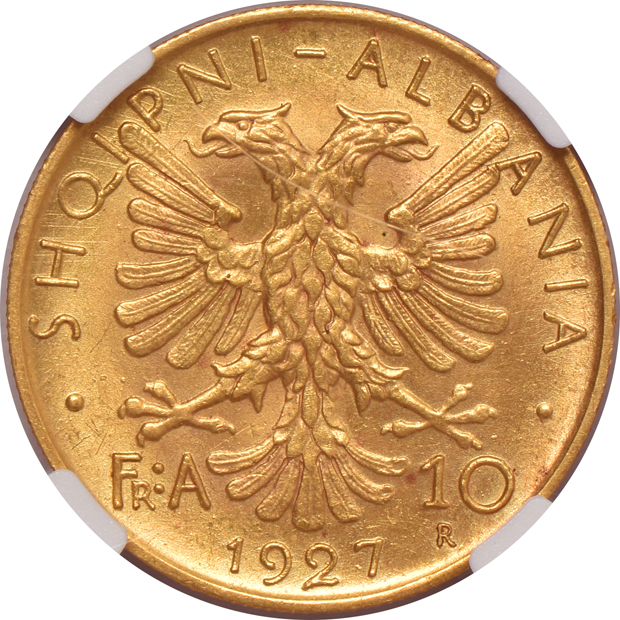 Albania - 1927-R 10 franga - NGC MS-63