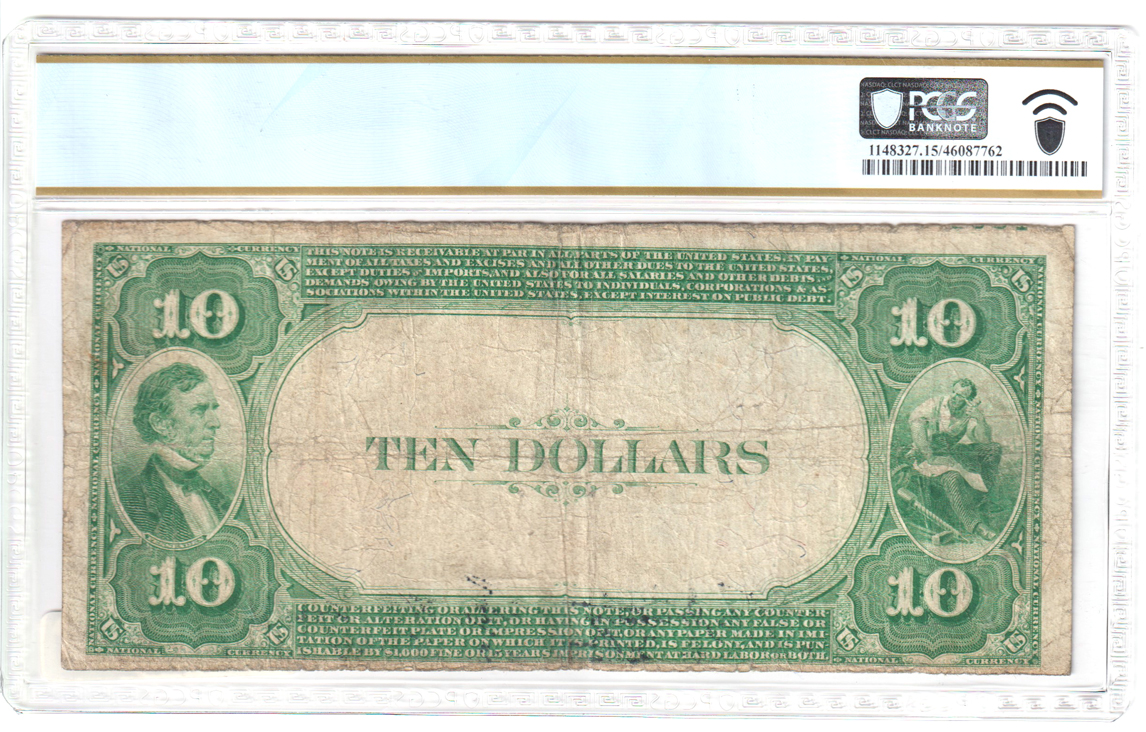 1882 $10 Value Back - Alton, IL Charter #5188 - PCGS F-15
