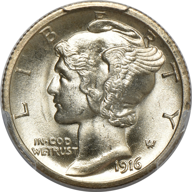 1916-S Mercury MS-63FB, plus two 1916-S Mercury MS-64FB, all PCGS