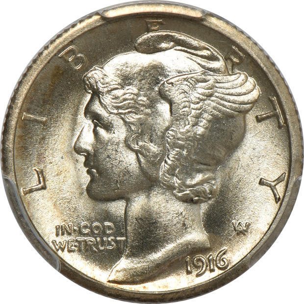 1916-S Mercury MS-63FB, plus two 1916-S Mercury MS-64FB, all PCGS