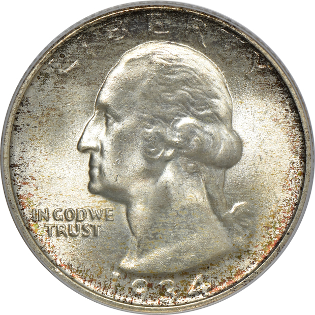 1934 Medium Motto MS-66, 1944 MS-67, and a 1947 MS-67, all PCGS 