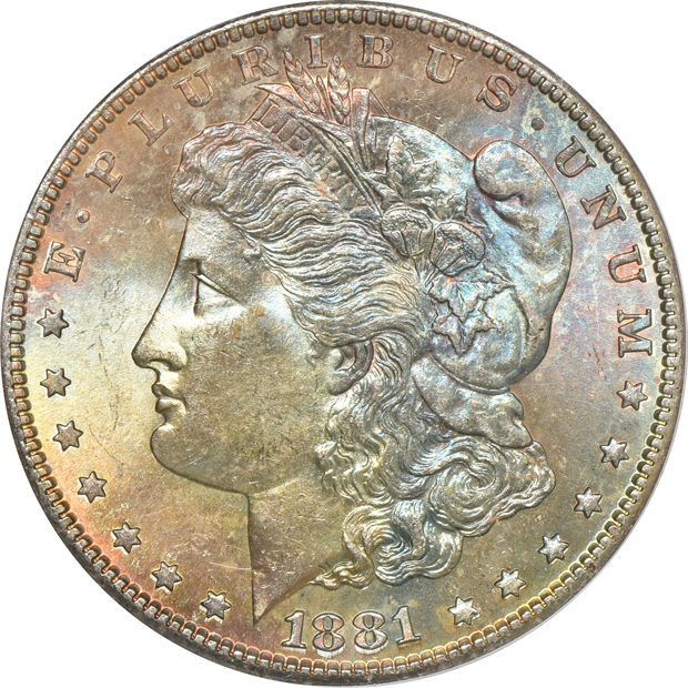 Three toned 1881-S.  One MS-64 and two MS-65, all PCGS CAC