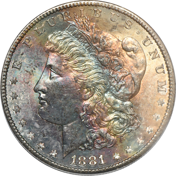 Three toned 1881-S.  One MS-64 and two MS-65, all PCGS CAC