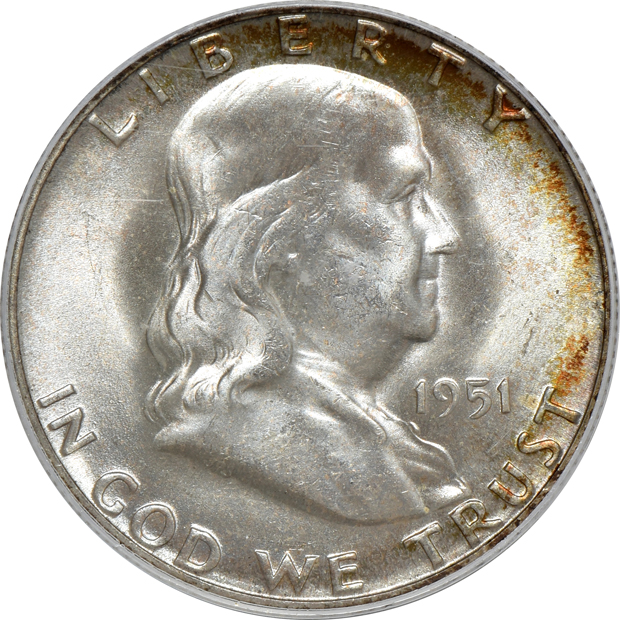 Four Franklin half-dollars, all PCGS FBL CAC