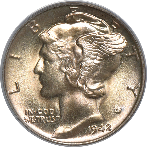 Six Mercury dimes, all PCGS MS-66FB CAC
