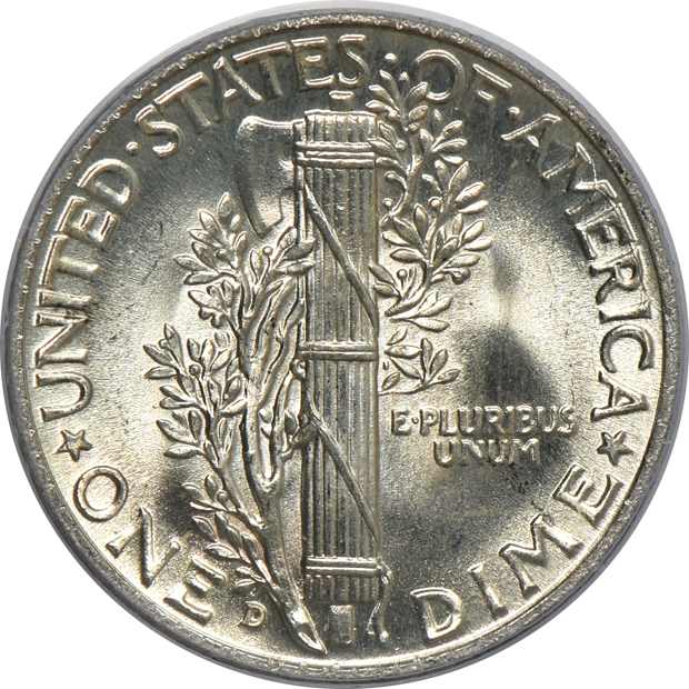 Four Mercury dimes, all PCGS MS-66FB