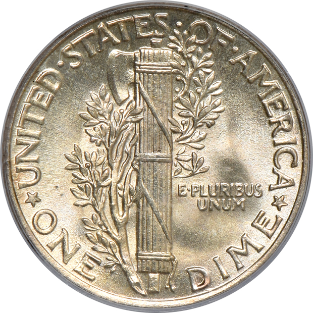 Four Mercury dimes, all PCGS MS-66FB