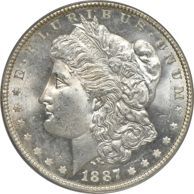Four Morgan silver dollars, all PCGS (doily) CAC