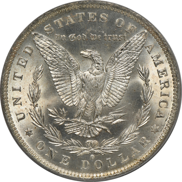 Four Uncirculated Morgan silver dollars, all PCGS CAC