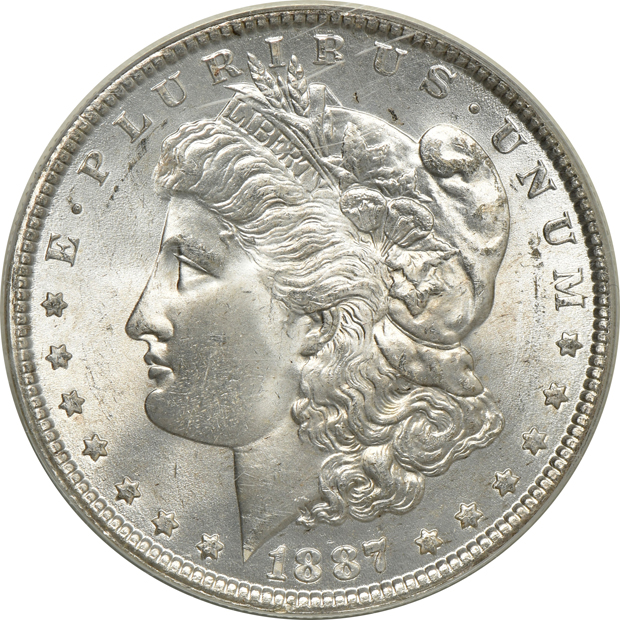 Four Uncirculated Morgan silver dollars, all PCGS CAC