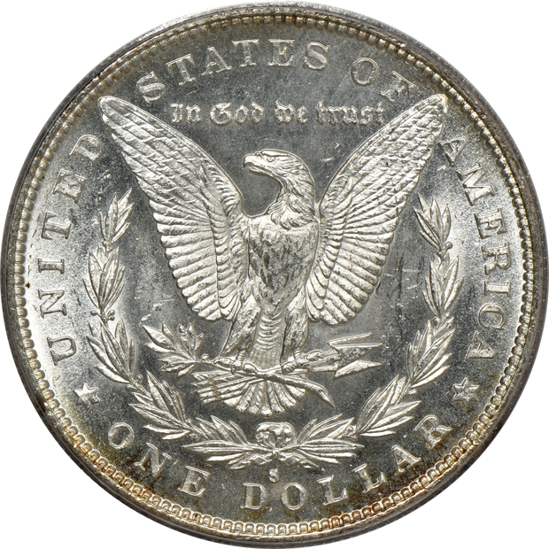 1879-S MS-64 CAC, and an 1879-S MS-65, both PCGS (doily) CAC