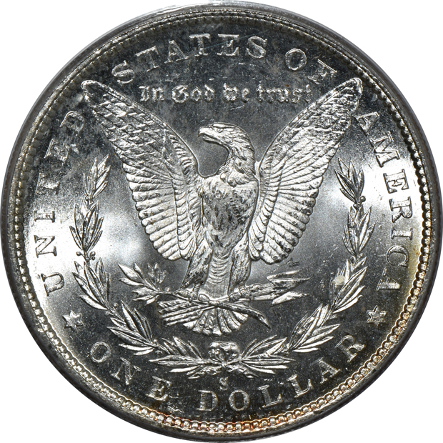 1880-S MS-64, and an 1880-S MS-65, both PCGS (doily) CAC