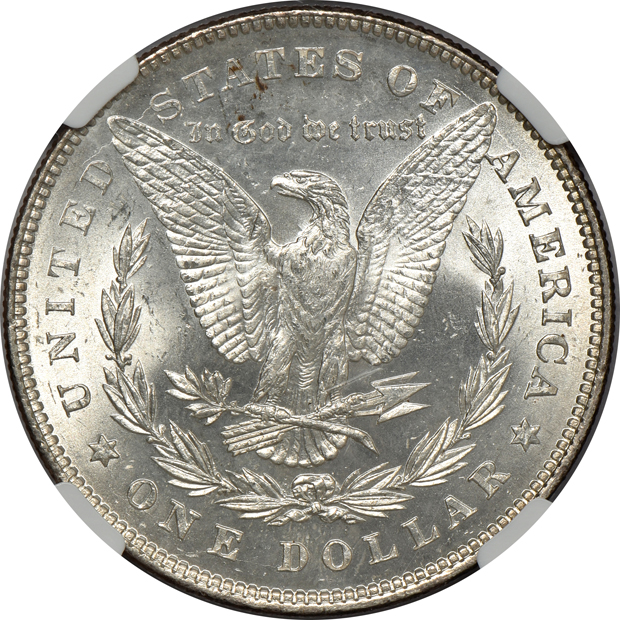1878 7/8TF Weak NGC MS-63, 1885-O NGC MS-65 (no line), and an 1896 MS-64 (no line), all CAC