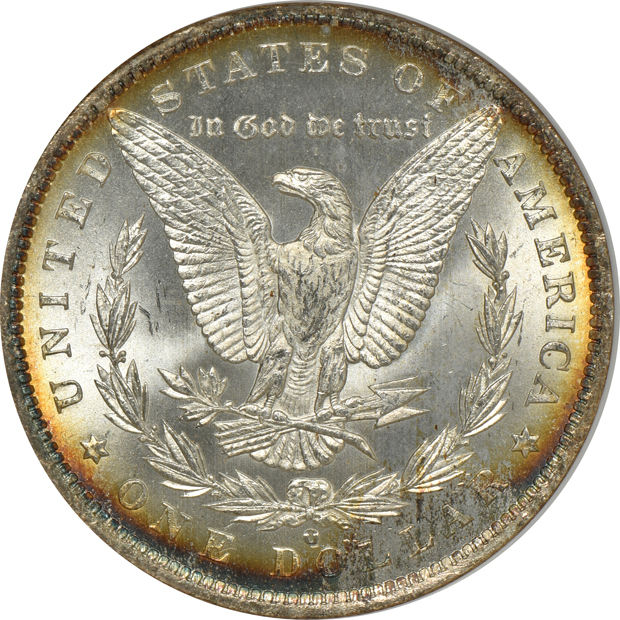 1878 7/8TF Weak NGC MS-63, 1885-O NGC MS-65 (no line), and an 1896 MS-64 (no line), all CAC