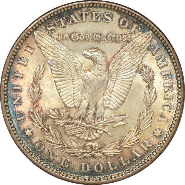 1878 7/8TF Weak NGC MS-63, 1885-O NGC MS-65 (no line), and an 1896 MS-64 (no line), all CAC