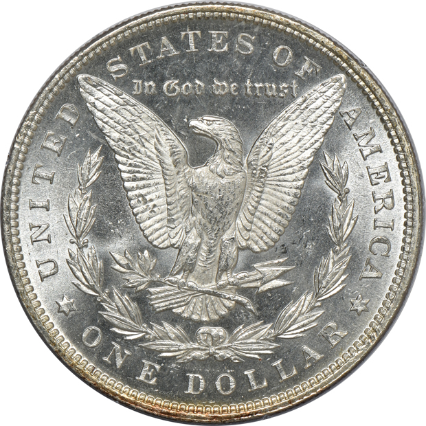 1879 MS-64 (green label), 1879-S MS-63PL (rattler), and an 1887 MS-64PL (rattler), all PCGS