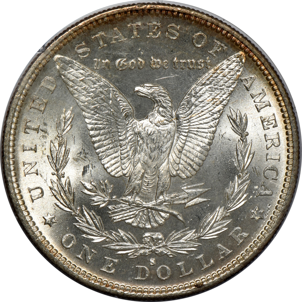 1882-S, 1885, and 1900-O, all PCGS MS-65 (rattler) CAC
