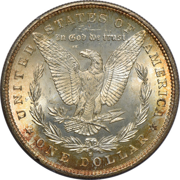 1879-S MS-66, 1881-S MS-64, and a 1898-O MS-64, all PCGS (rattler) CAC