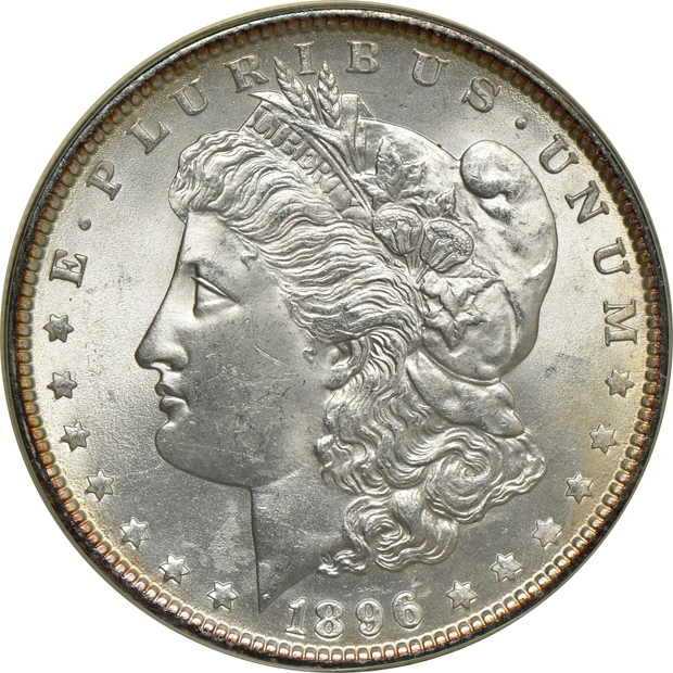 Six Morgan silver dollars, all PCGS MS-64 (green label) CAC