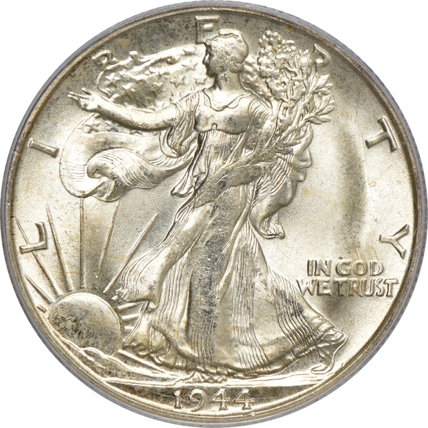 Four Walking Liberty half-dollars, all PCGS MS-66