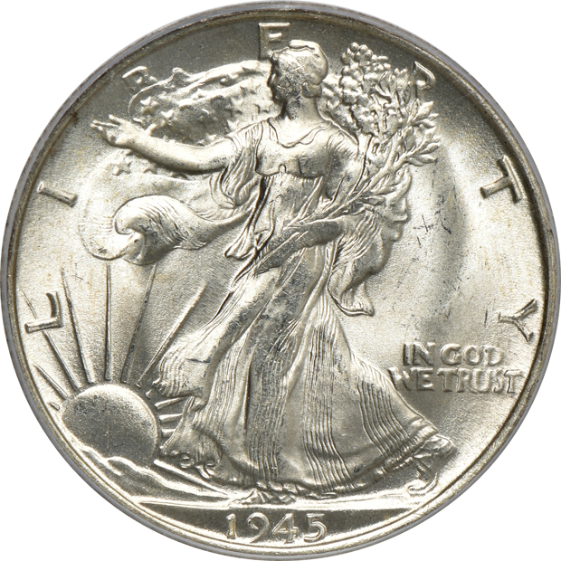 Four Walking Liberty half-dollars, all PCGS MS-66