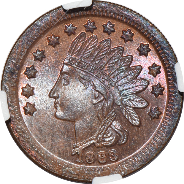 Two Civil War Tokens and an (1889-1890) Applegates Palace trade token, all NGC as described