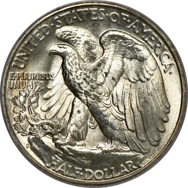 1880 Morgan silver dollar MS-63 (doily), 1926 Oregon half-dollar commemorative MS-65 (rattler), and a 1947-D Walking Liberty half-dollar MS-65 (green label) all PCGS GOLD CAC