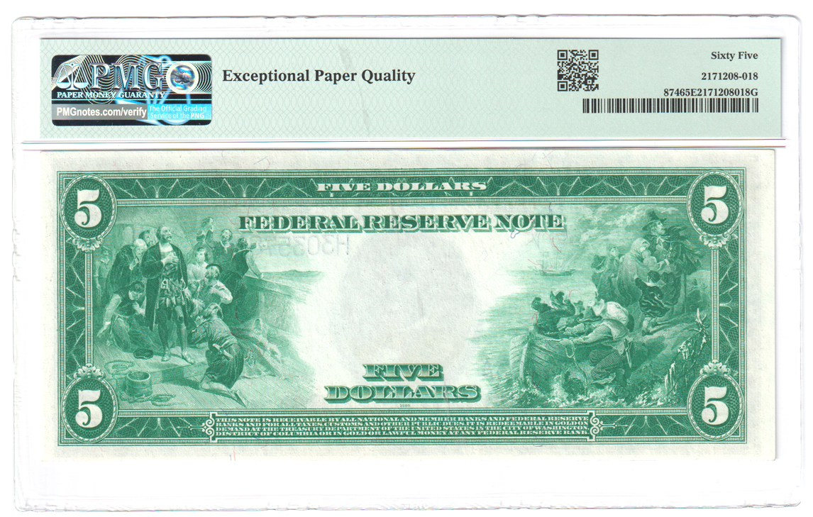 1914 $5 St. Louis Blue Seal Fr# 874 - PMG GemCU-65 EPQ