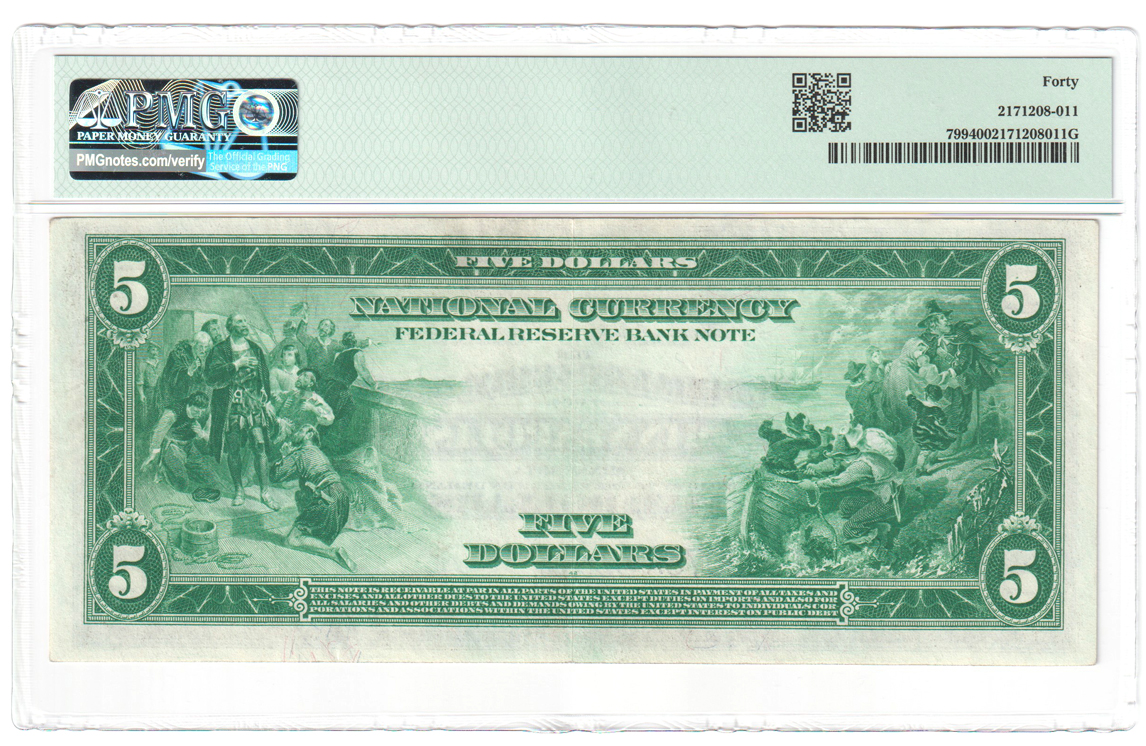 1918 $5 Minneapolis Fr# 799 - PMG XF-40