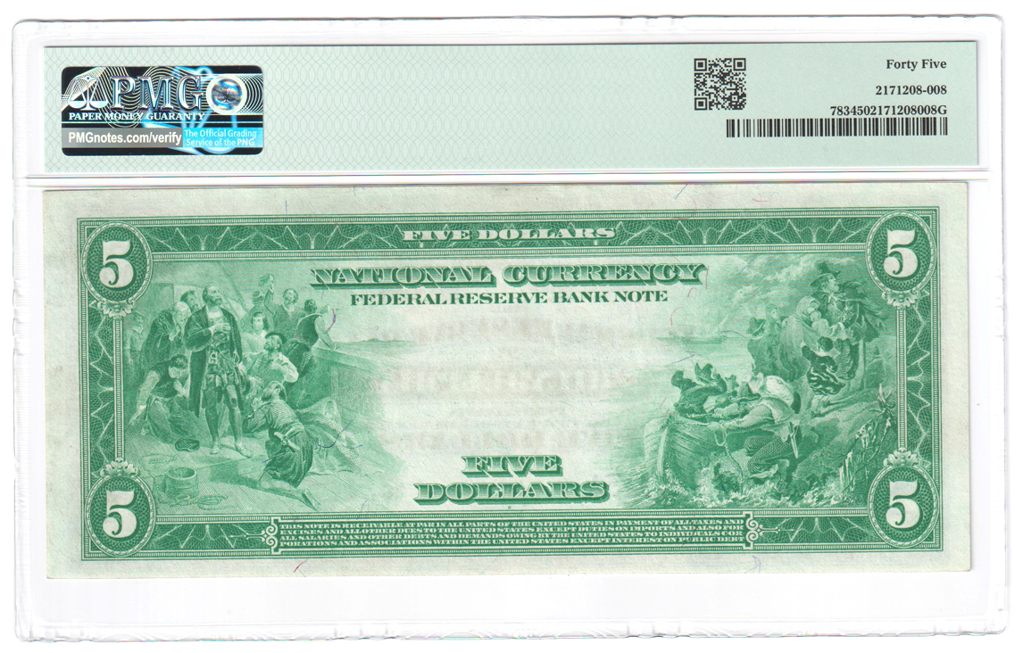 1918 $5 Philadelphia Fr# 783 - PMG XF-45