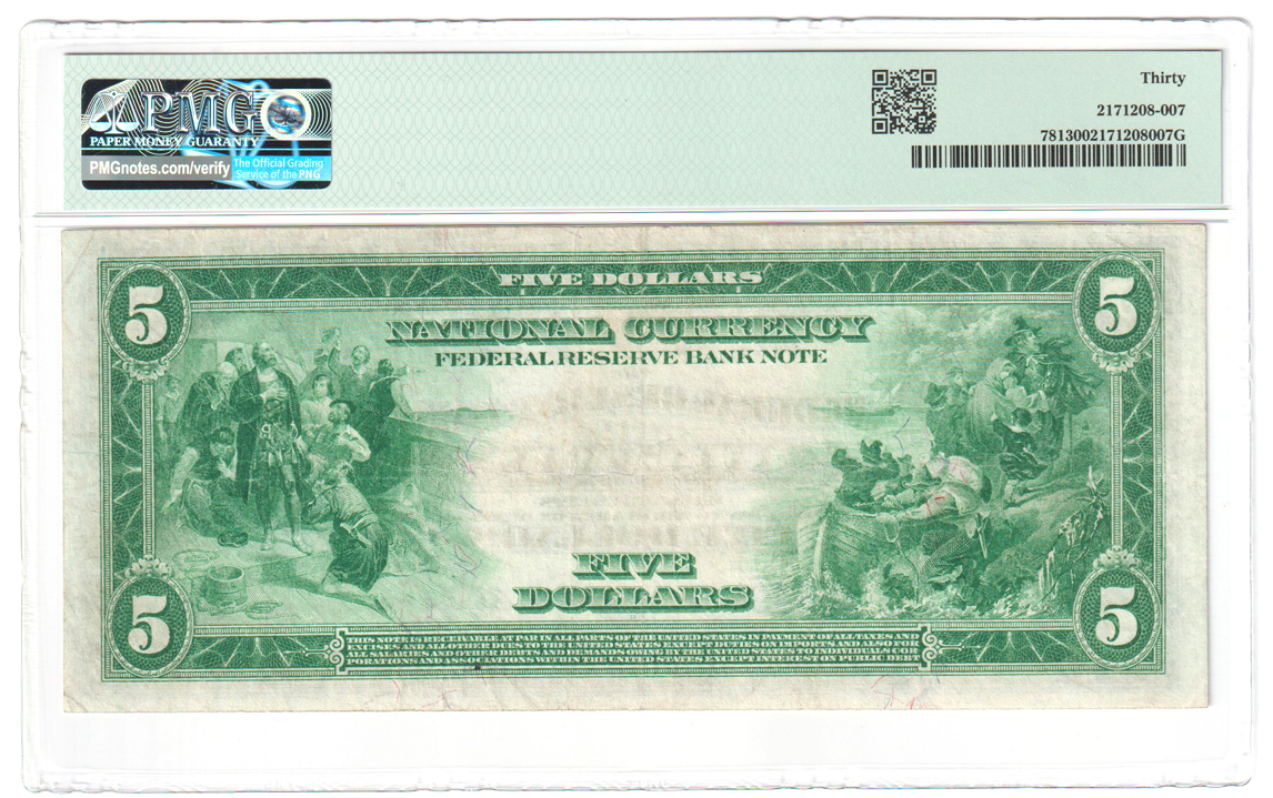 1918 $5 Boston Fr# 781 - PMG VF-30