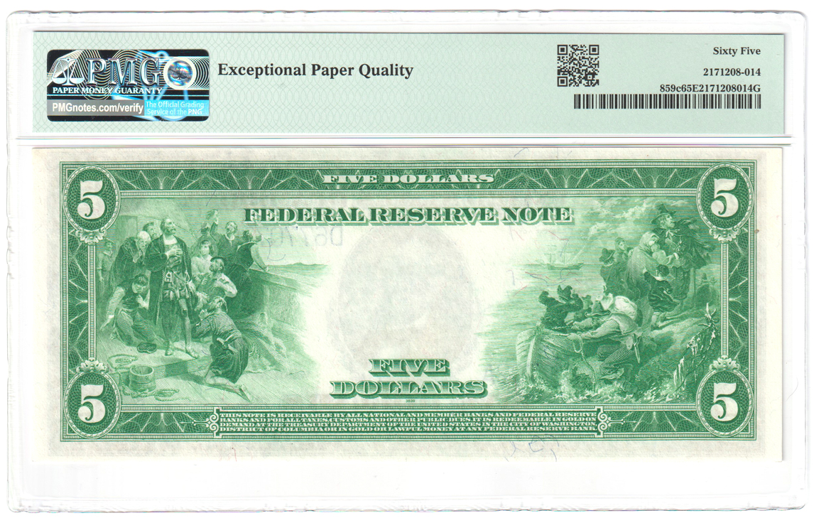 1914 $5 Cleveland Blue Seal Fr# 859c - PMG GemCU-65 EPQ