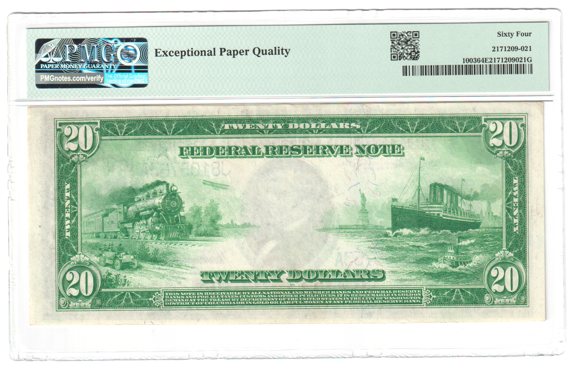 1914 $20 Kansas City Blue Seal Fr# 1003 - PMG ChCU-64 EPQ
