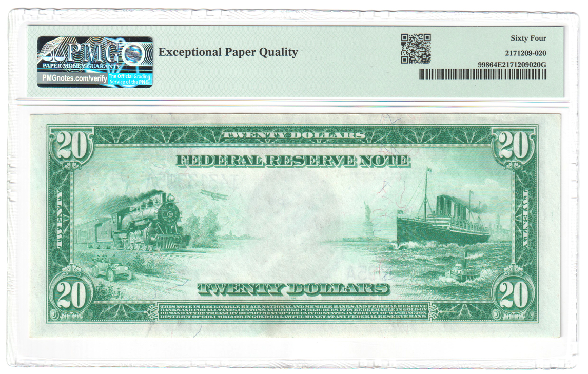 1914 $20 Minneapolis Blue Seal Fr# 998 - PMG ChCU-64 EPQ