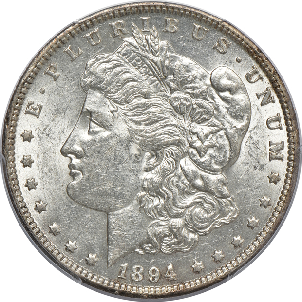 1894-O PCGS AU-55, 1896-O PCGS AU-50 CAC, and a 1903-S NGC XF-45