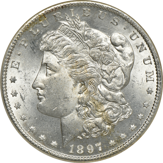 1896, 1897-S, and 1899, all NGC MS-65