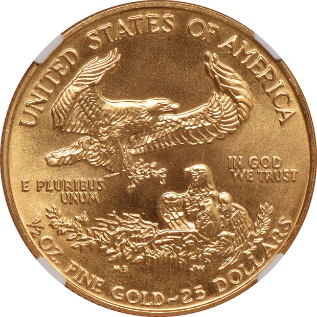 1986 $25 1/2oz American gold Eagle NGC MS-70