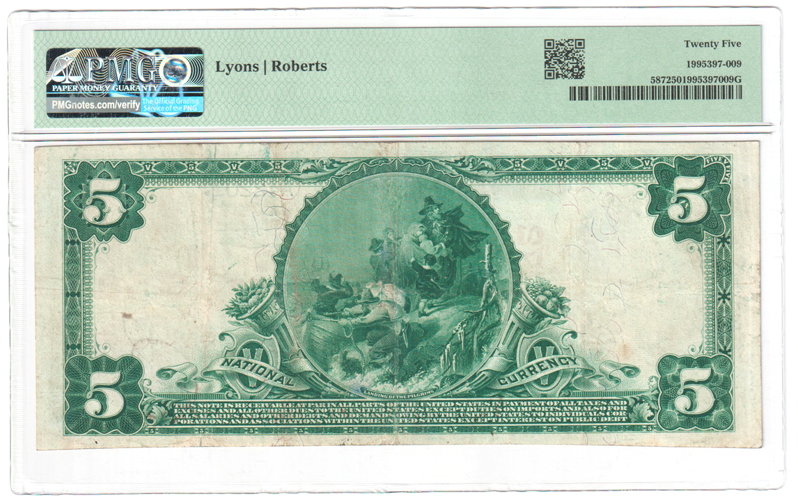 1902 $5 Red Seal - Saint Joseph, MO Charter #6272 - PMG VF-25