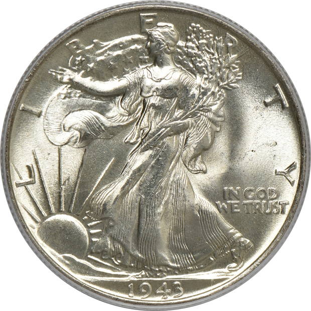 Four Walking Liberty half-dollars, all PCGS MS-66 (green label, one rattler)