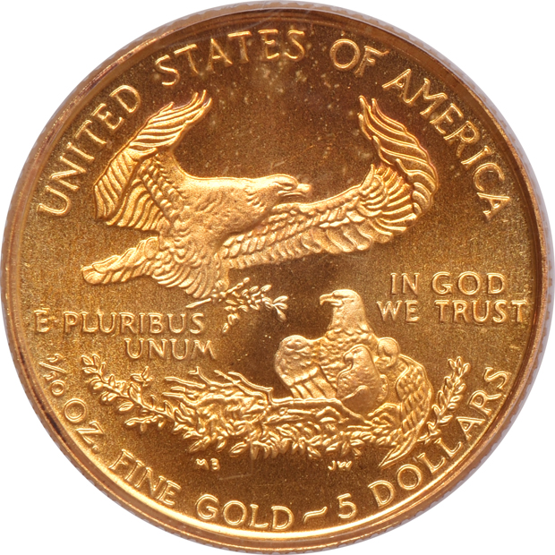 1999-S 1/10oz American Gold Eagle, Unfinished Proof Dies, PCGS MS-69