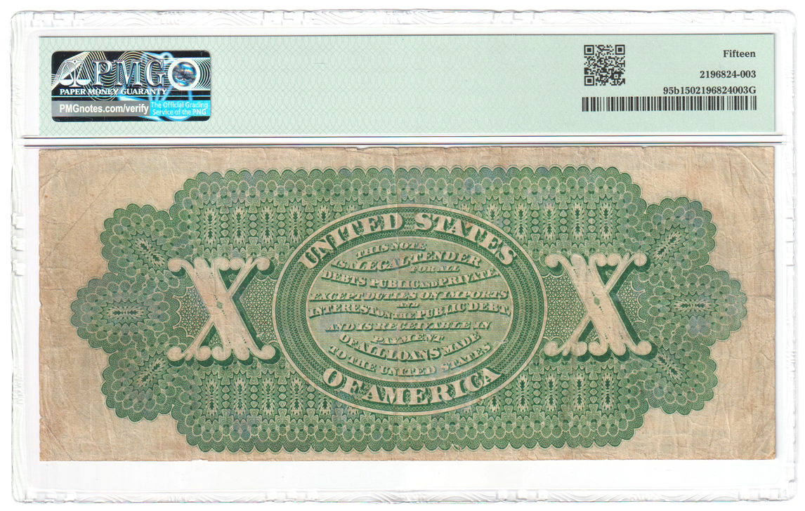 1863 $10 Fr# 95b - PMG F-15