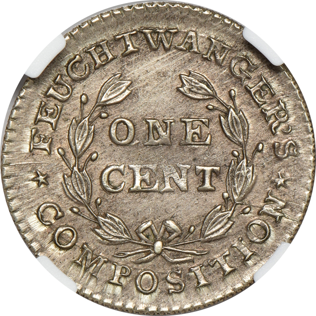 1837 New York Feuchtwanger cent HT-268(5G) NGC MS-62