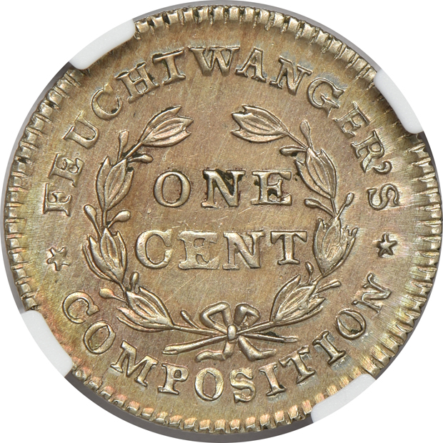 1837 New York Feuchtwanger cent HT-268 (Breen 6-I) NGC MS-65