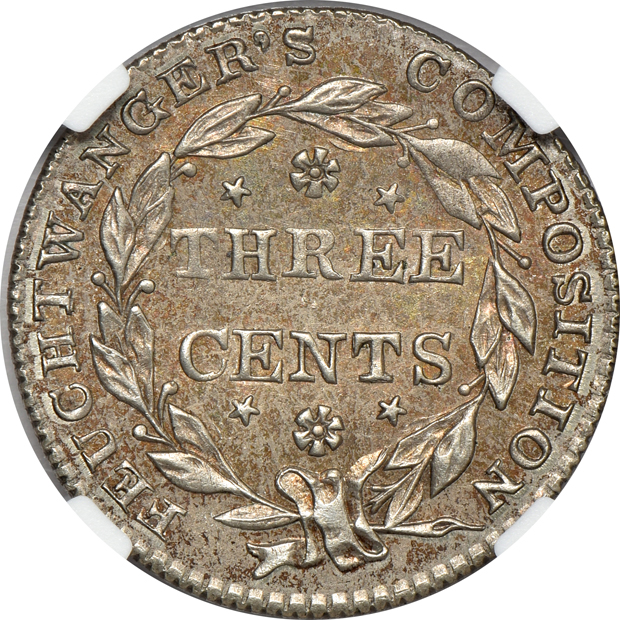 1837 New York Feuchtwanger three-cent HT-262 NGC MS-62