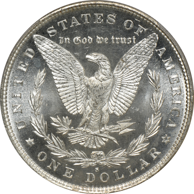 1878 8TF MS-63, 1879-S MS-66, and an 1880-S MS-64PL, all PCGS CAC