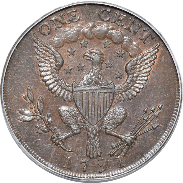 1791 Small Eagle (Date On Rev) cent PCGS MS-62BN
