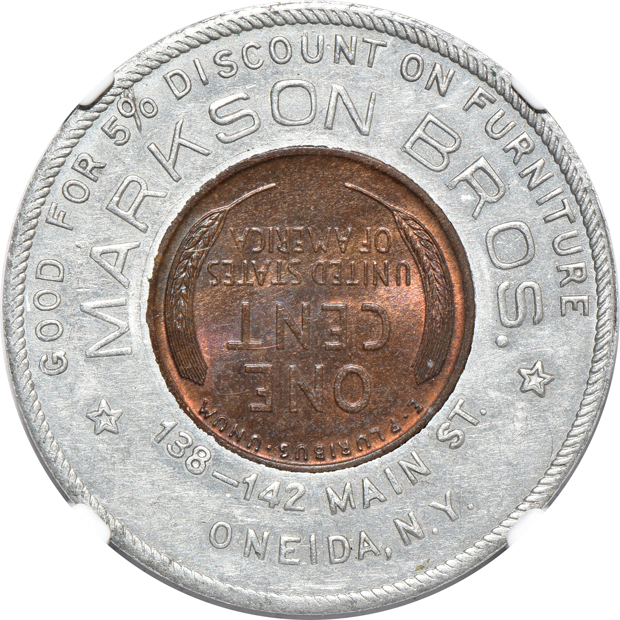 Six encased cents certified by NGC