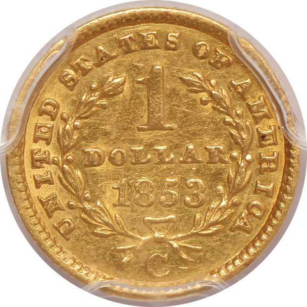 1853-C PCGS AU details/repaired