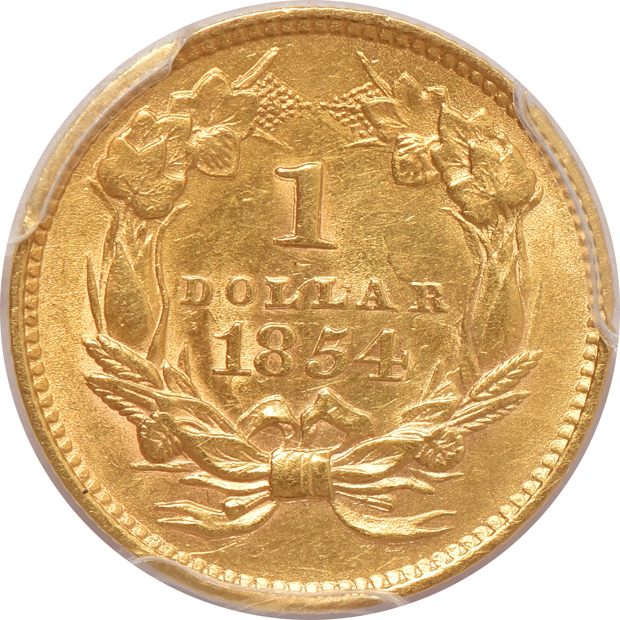 1854 Type 2 AU-50, and an 1854 Type 2 AU-55, both PCGS